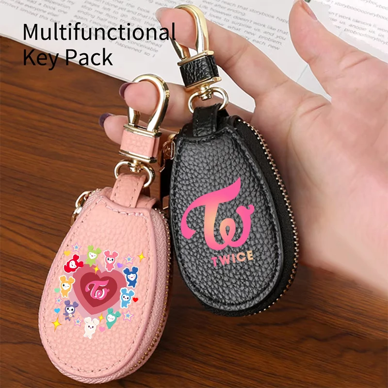 Wallet Chain Bag - محفظة مفاتيح جلدية بسحاب للنساء، حقيبة