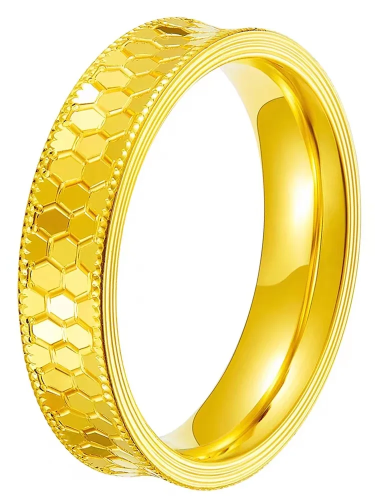 خاتم قرص العسل بلون ذهبي نقي ل - مراجعة Women Accessories Dubai وسعره